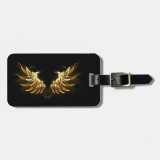 Golden Angel Vingar på svart bakgrund Bagagebricka