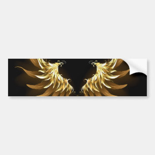 Golden Angel Vingar på svart bakgrund Bildekal