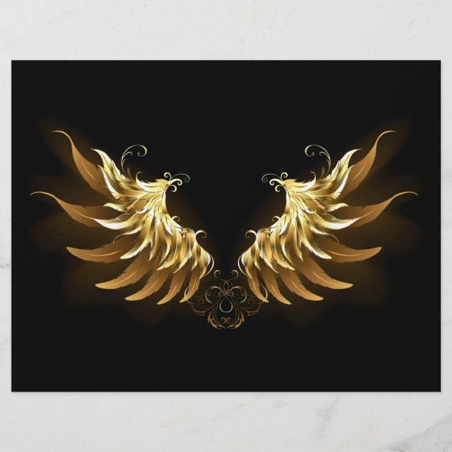 Golden Angel Vingar på svart bakgrund Brevhuvud (Framsida)