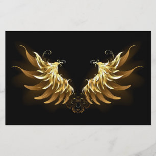 Golden Angel Vingar på svart bakgrund Brevpapper