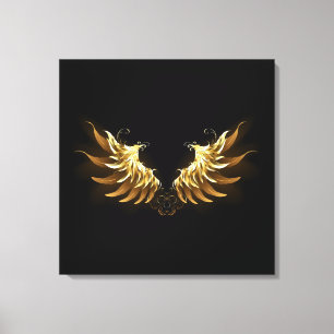 Golden Angel Vingar på svart bakgrund Canvastryck
