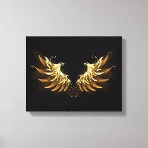 Golden Angel Vingar på svart bakgrund Canvastryck
