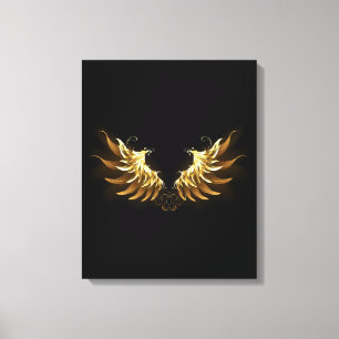 Golden Angel Vingar på svart bakgrund Canvastryck