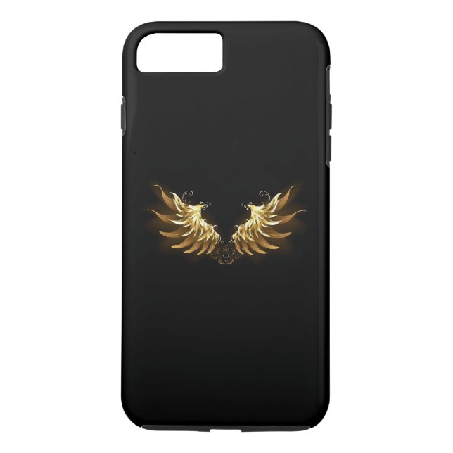 Golden Angel Vingar på svart bakgrund Case-Mate iPhone Skal (Baksida)