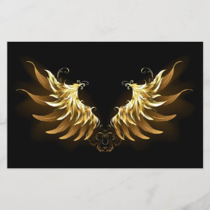 Golden Angel Vingar på svart bakgrund Flygblad