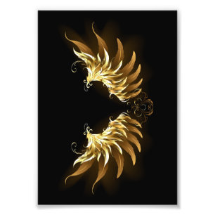 Golden Angel Vingar på svart bakgrund Fototryck