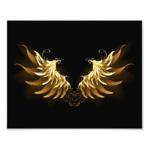 Golden Angel Vingar på svart bakgrund Fototryck