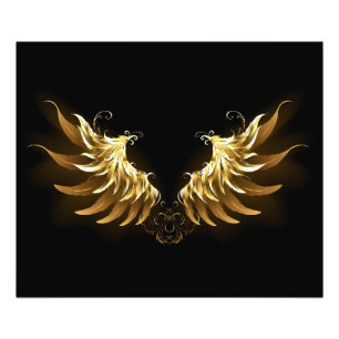 Golden Angel Vingar på svart bakgrund Fototryck