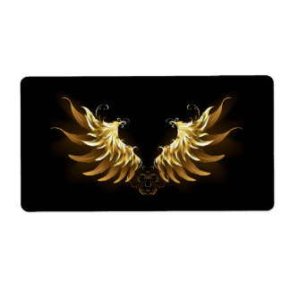 Golden Angel Vingar på svart bakgrund Fraktsedel