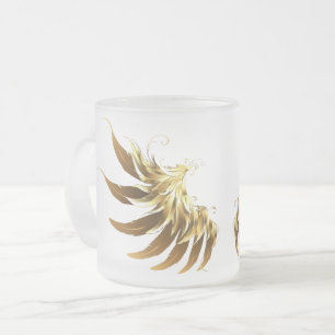 Golden Angel Vingar på svart bakgrund Frostad Glasmugg