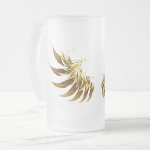 Golden Angel Vingar på svart bakgrund Frostat Ölglas
