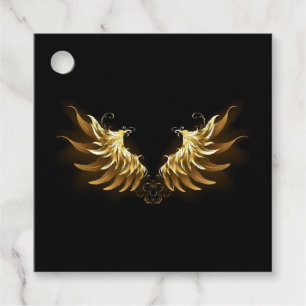 Golden Angel Vingar på svart bakgrund Gåvor Etiketter