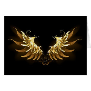 Golden Angel Vingar på svart bakgrund Hälsningskort