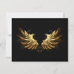 Golden Angel Vingar på svart bakgrund Inbjudningar