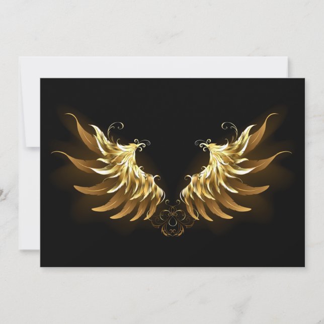 Golden Angel Vingar på svart bakgrund Kort (Framsida)