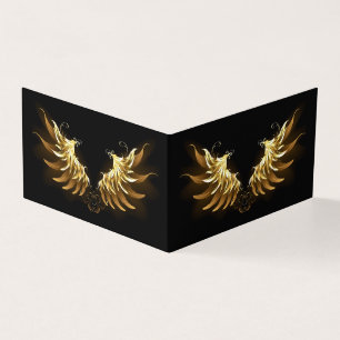 Golden Angel Vingar på svart bakgrund Kort
