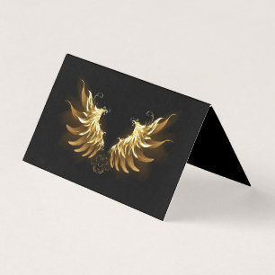 Golden Angel Vingar på svart bakgrund Kort