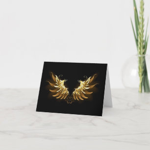 Golden Angel Vingar på svart bakgrund Kort