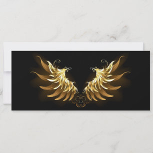 Golden Angel Vingar på svart bakgrund Kort