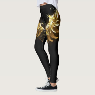 Golden Angel Vingar på svart bakgrund Leggings