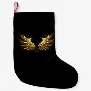 Golden Angel Vingar på svart bakgrund Liten Julstrumpa