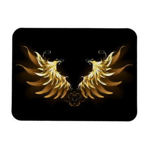Golden Angel Vingar på svart bakgrund Magnet