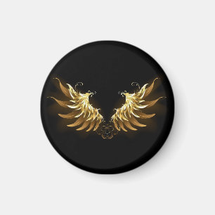 Golden Angel Vingar på svart bakgrund Magnet
