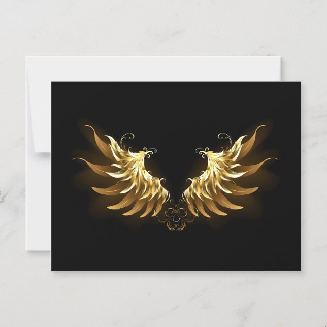 Golden Angel Vingar på svart bakgrund Magnetisk Inbjudningskort (Framsida)