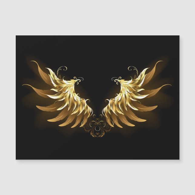 Golden Angel Vingar på svart bakgrund Magnetisk Inbjudningskort (Framsida)