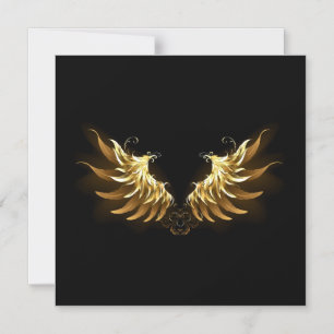Golden Angel Vingar på svart bakgrund Magnetisk Inbjudningskort