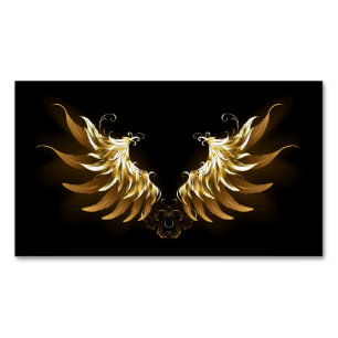Golden Angel Vingar på svart bakgrund Magnetiska Visitkort