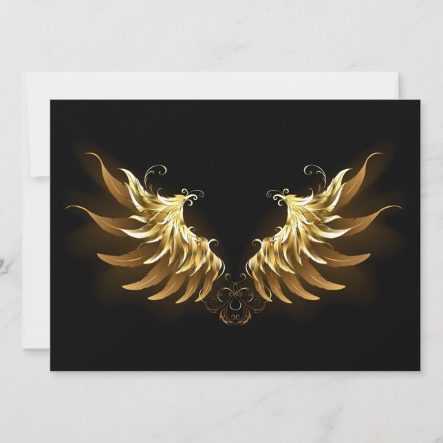 Golden Angel Vingar på svart bakgrund Meddelande (Framsida)