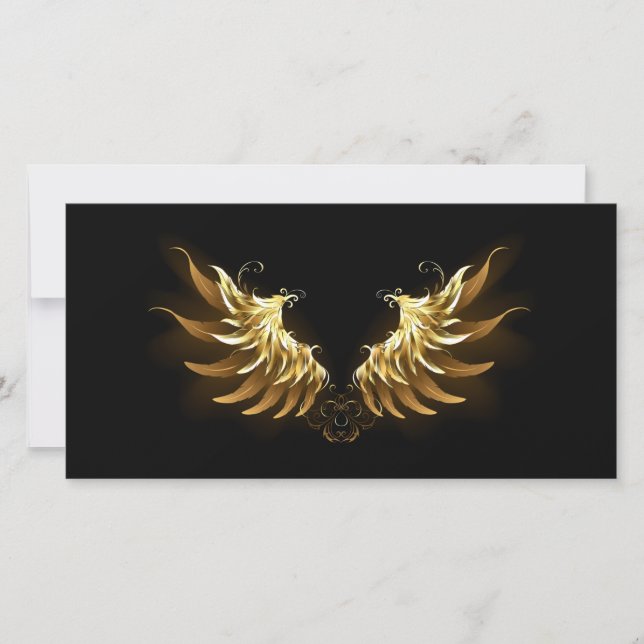 Golden Angel Vingar på svart bakgrund Meddelande (Framsida)