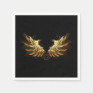 Golden Angel Vingar på svart bakgrund Pappersservett