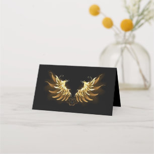 Golden Angel Vingar på svart bakgrund Placeringskort
