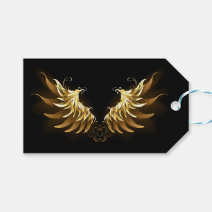 Golden Angel Vingar på svart bakgrund Presentetikett