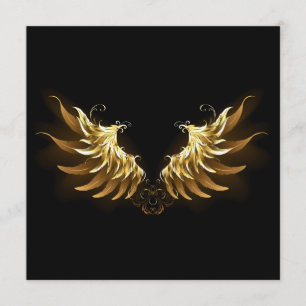 Golden Angel Vingar på svart bakgrund Rådkort