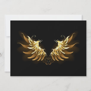 Golden Angel Vingar på svart bakgrund Spara Datumet