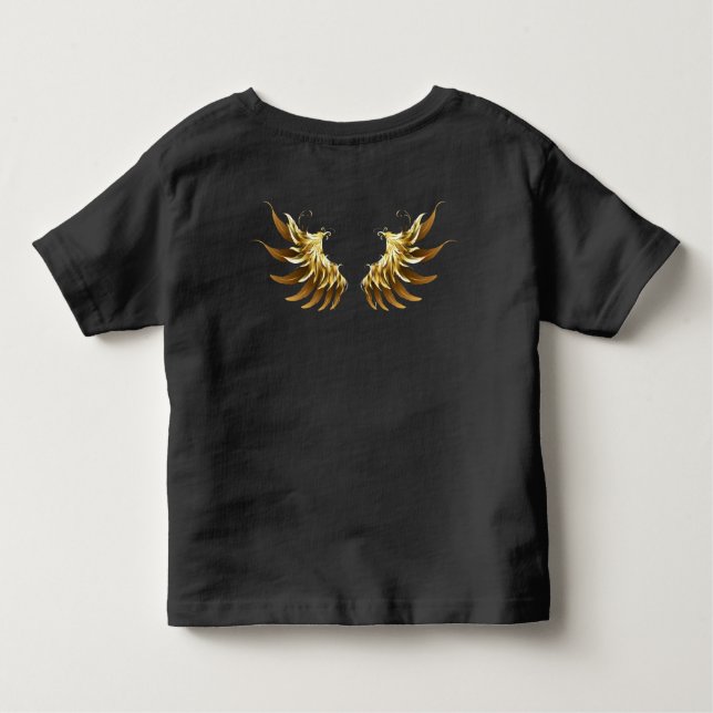 Golden Angel Vingar på svart bakgrund T Shirt (Baksida)