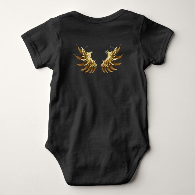 Golden Angel Vingar på svart bakgrund T Shirt (Baksida)