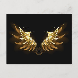 Golden Angel Vingar på svart bakgrund Tilläggskort