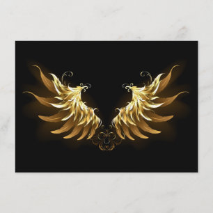 Golden Angel Vingar på svart bakgrund Tilläggskort