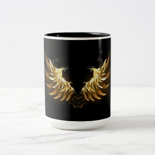 Golden Angel Vingar på svart bakgrund Två-Tonad Mugg
