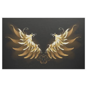 Golden Angel Vingar på svart bakgrund Tyg