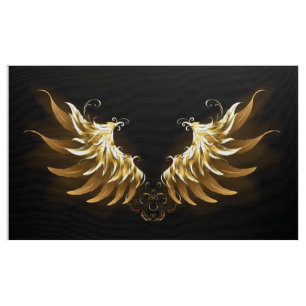 Golden Angel Vingar på svart bakgrund Tyg