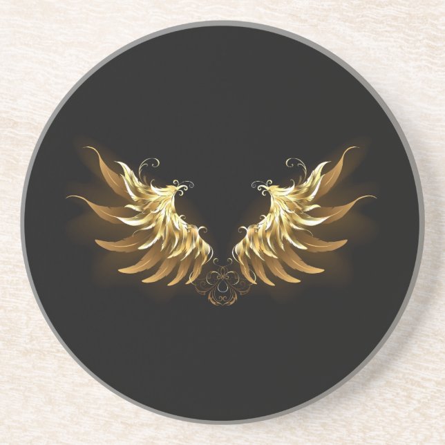 Golden Angel Vingar på svart bakgrund Underlägg (Framsidan)