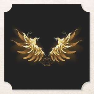 Golden Angel Vingar på svart bakgrund Underlägg Papper