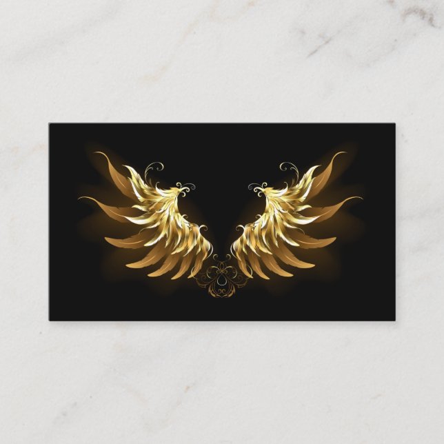 Golden Angel Vingar på svart bakgrund Visitkort (Framsida)