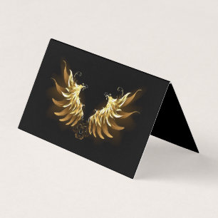 Golden Angel Vingar på svart bakgrund Visitkort