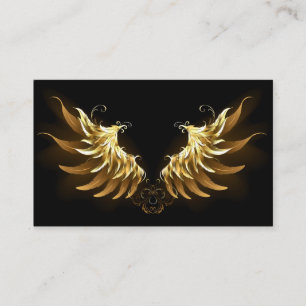 Golden Angel Vingar på svart bakgrund Visitkort